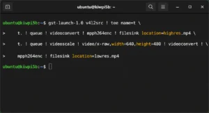 Dual RK3588 hardware encoding pipeline using GStreamer tee on KiwiPi 5B