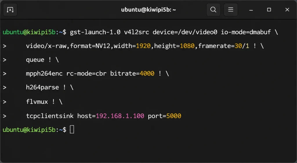 hardware video encoding pipeline on KiwiPi 5B with GStreamer and mpph264enc