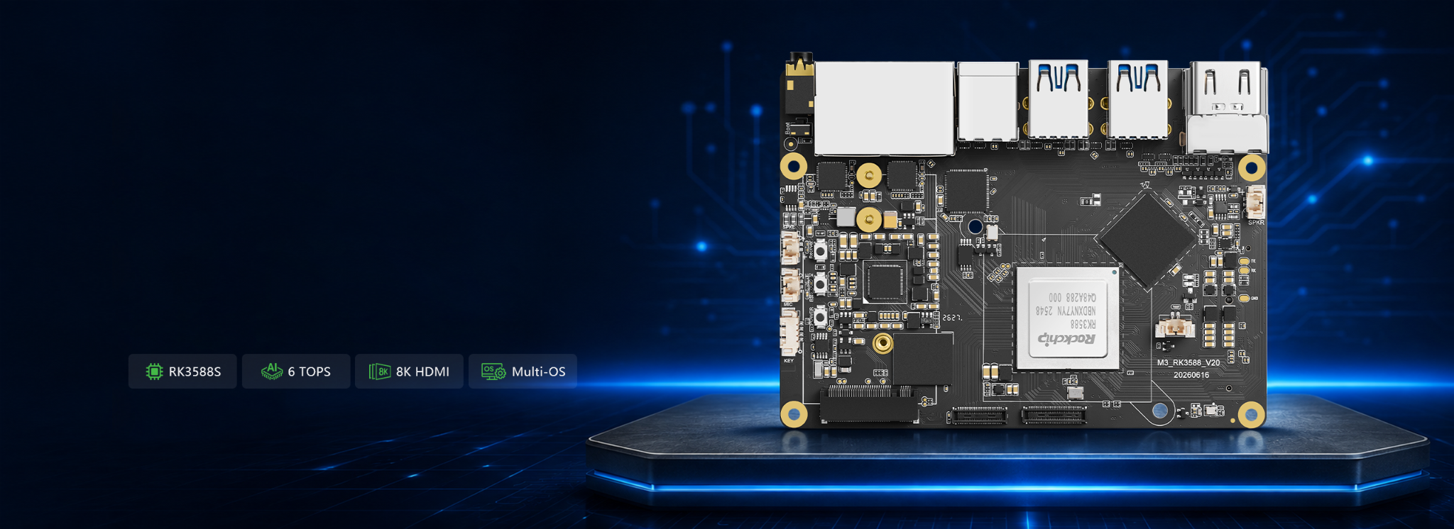 KiwiPi 5 Pro single-board computer powered by Rockchip RK3588 with a 6 TOPS NPU and multiple expansion interfaces