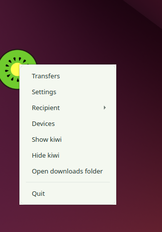 Floating desktop widget to transfer files between Linux and Windows